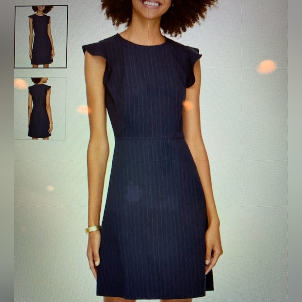 Ann Taylor Loft Womens Navy Striped Sheath Dress Pockets Career Office